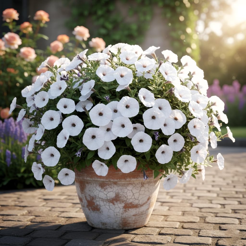 100+ Seeds - Rare Petunia Flower Seeds Pack- Heavy Bloomer Variety (BLUE & WHITE STRIPES) - Seeds Ville