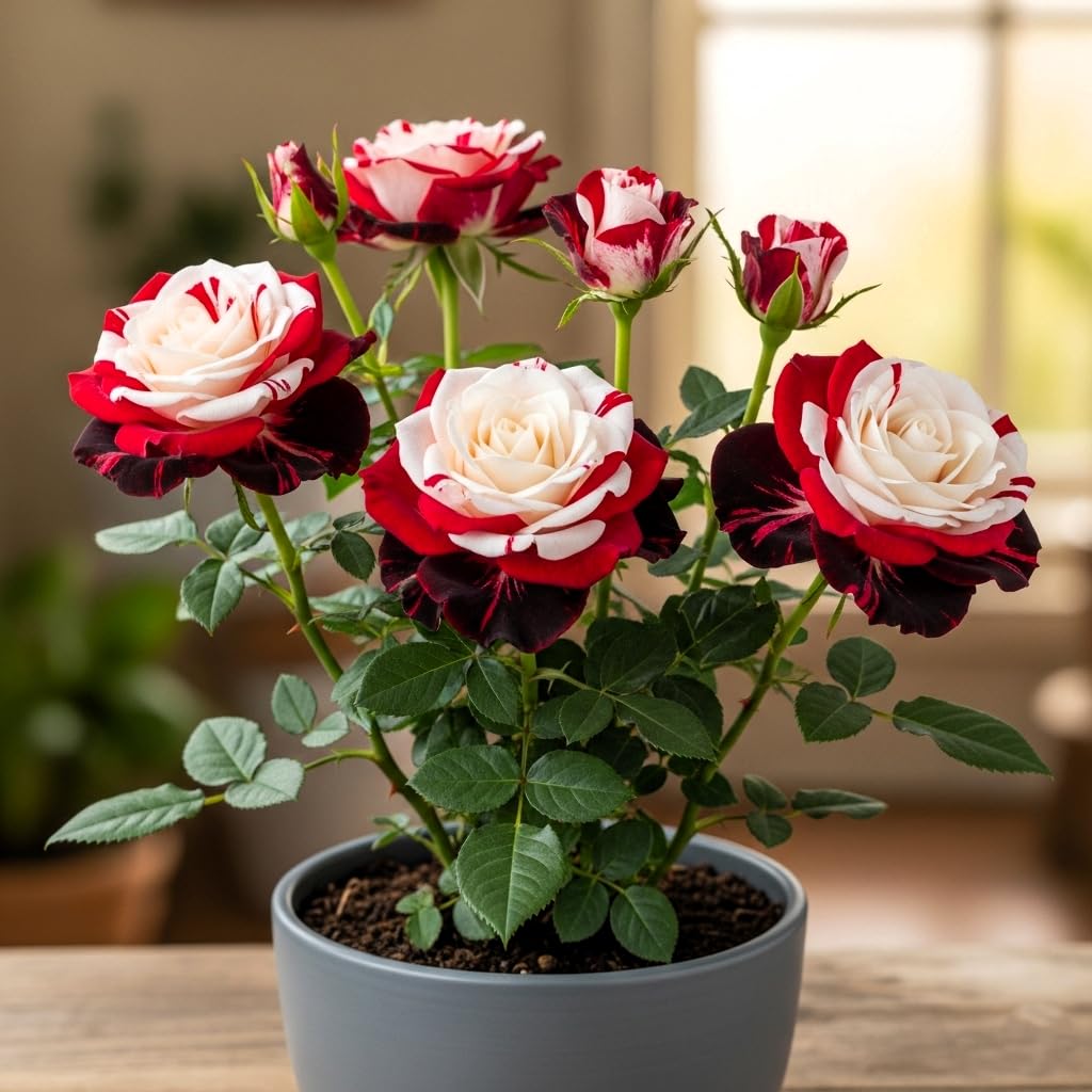 BlimBurn 50+ Hybrid Rose Seeds (Red, White & Black Hybridization Mix) | Easy to Grow in All-Season, Fragrant Flowers for Home Garden - Seeds Ville