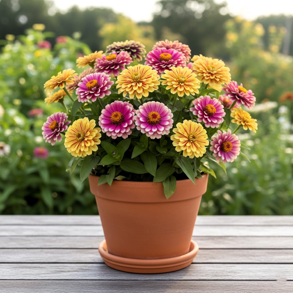 Zinnia 'Tutti Frutti' Mix Flower Seeds (50 Seeds) - Premium Hybrid | Easy to Grow, Drought Tolerant & Disease Resistant | for All-Year Home Gardening - Seeds Ville