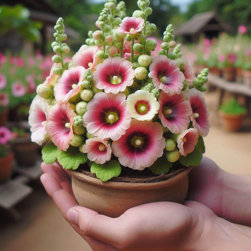 50+ SEEDS- Dwarf Hollyhock HYBRID Flower Seeds For Planting Home Garden- All Seasons Flower Seeds - Seeds Ville