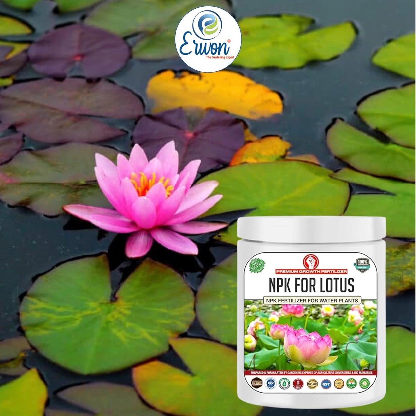Erwon® NPK for Growth and Flowering of Water Lilies and Lotus plants in Water. (200 gm) - Seeds Ville