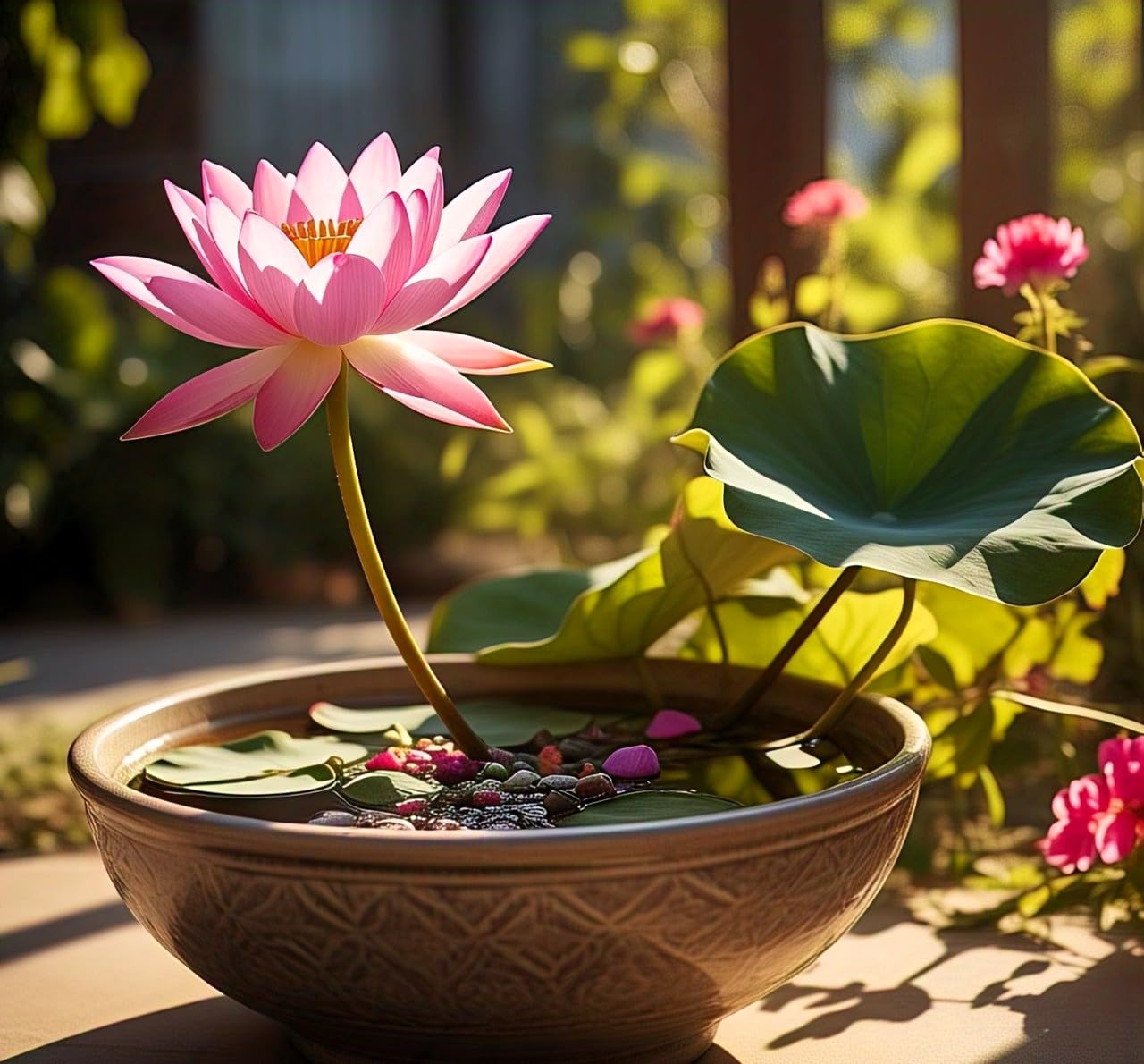 BlimBurn Dwarf Pink Bowl Lotus Flower Seeds - 25 Seeds - Perfect for Indoor & Outdoor Gardening - Seeds Ville