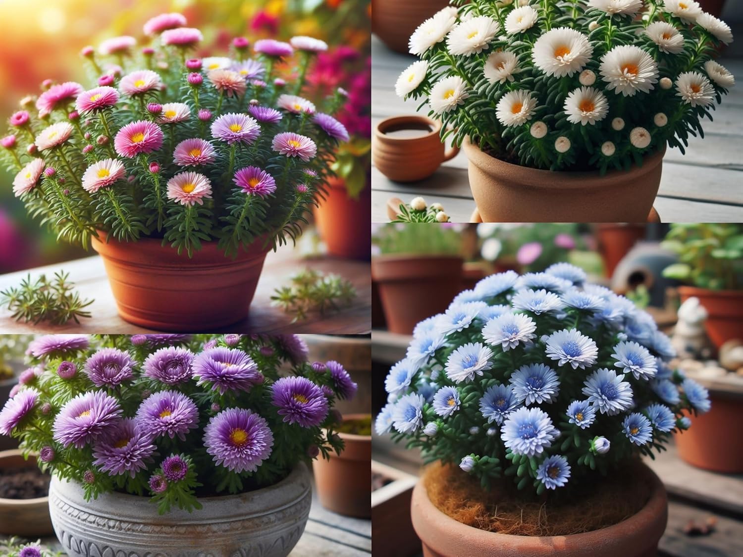 55+ Seeds- Dwarf HYBRID Aster Mix Flower Seeds For Home Garden-Heavy Bloomer Hybrid Flower Seeds - Seeds Ville