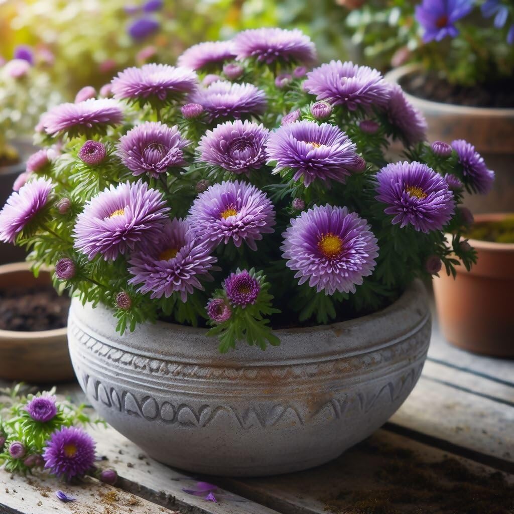 60 Seeds- Dwarf Hybrid Aster Flower Seeds For Home Garden-Heavy Bloomer Hybrid Seeds (Mixed) - Seeds Ville