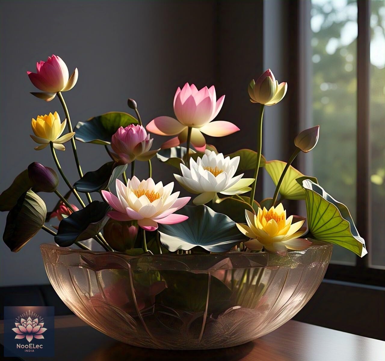 NooElec Seeds India 60 SEEDS- Rainbow Bowl Lotus Seeds, Mixed Colors, Indoor/Outdoor, Low Maintenance, Year-Round Bloom. - Seeds Ville