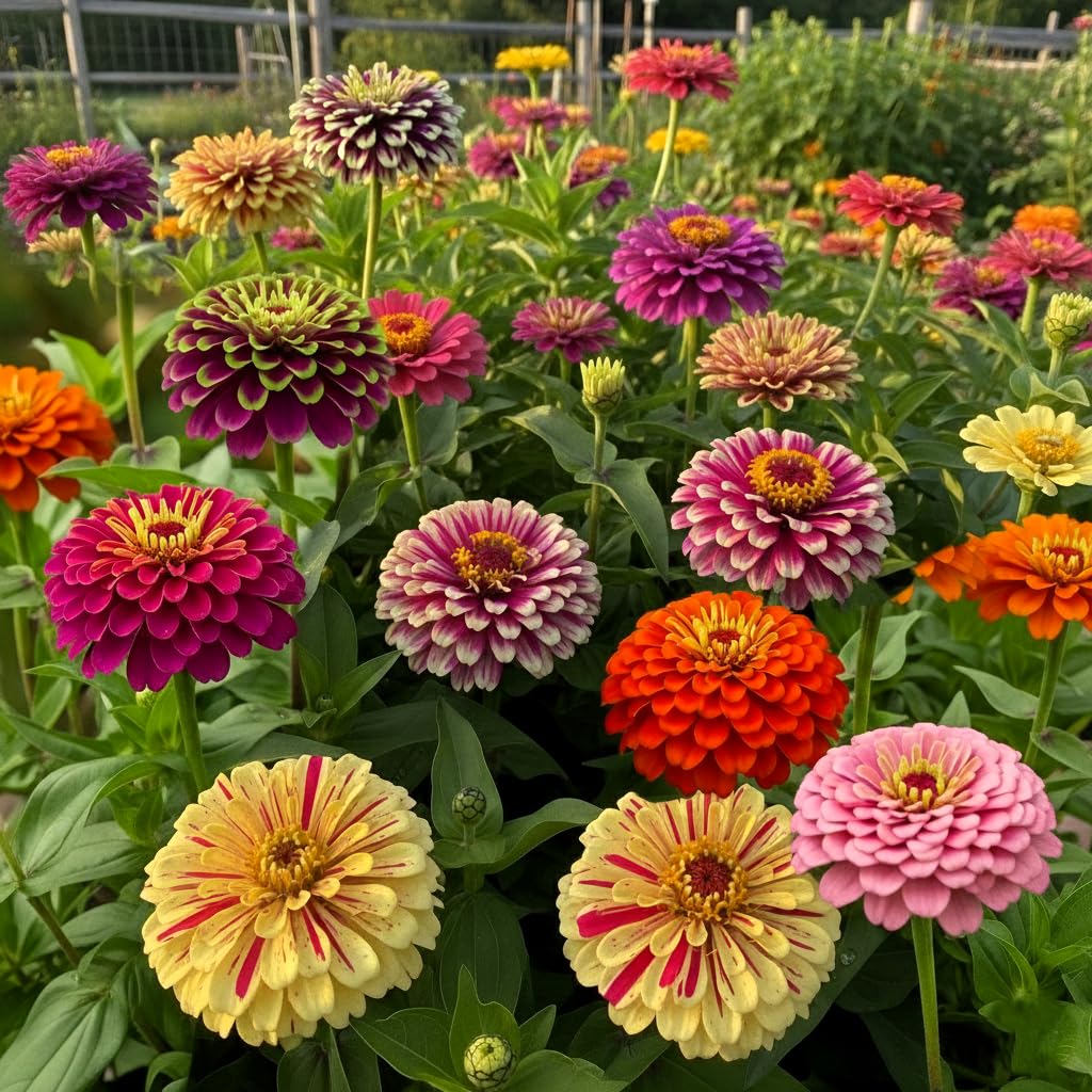 Zinnia 'Tutti Frutti' Mix Flower Seeds (50 Seeds) - Premium Hybrid | Easy to Grow, Drought Tolerant & Disease Resistant | for All-Year Home Gardening - Seeds Ville