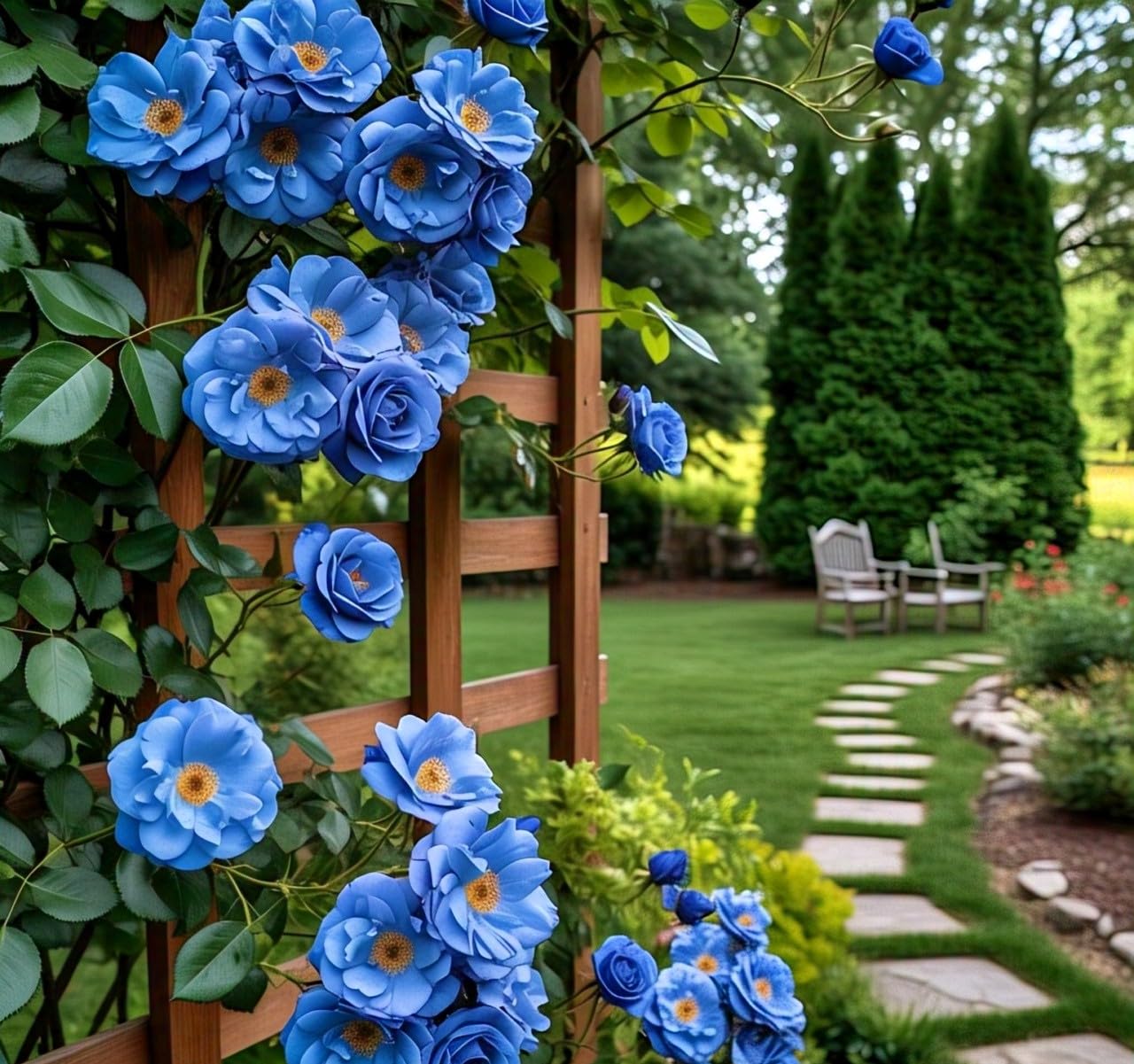 200+ SEEDS- Climbing Rose Flower Seeds Pack - Hybrid, Year-Round Blooms, Minimal Care (BLUE) - Seeds Ville