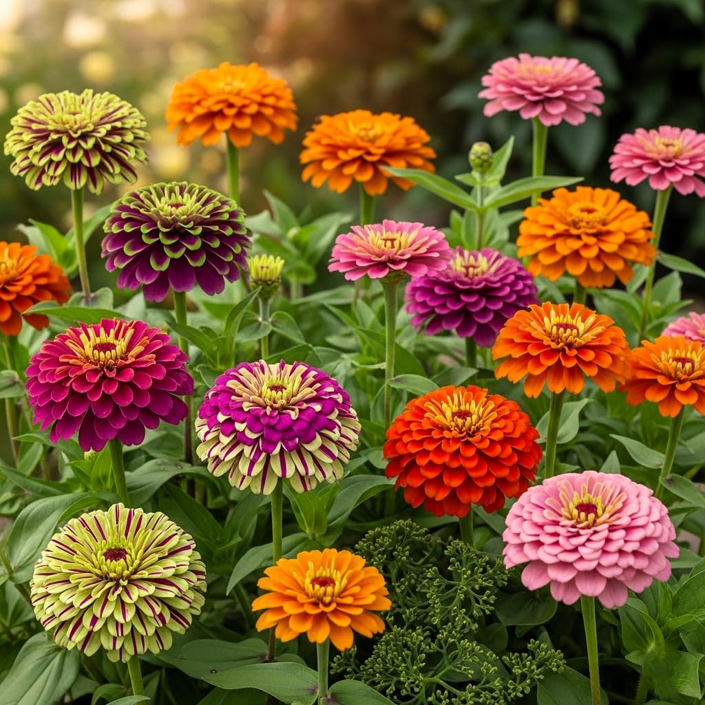 Zinnia 'Tutti Frutti' Mix Flower Seeds (50 Seeds) - Premium Hybrid | Easy to Grow, Drought Tolerant & Disease Resistant | for All-Year Home Gardening - Seeds Ville