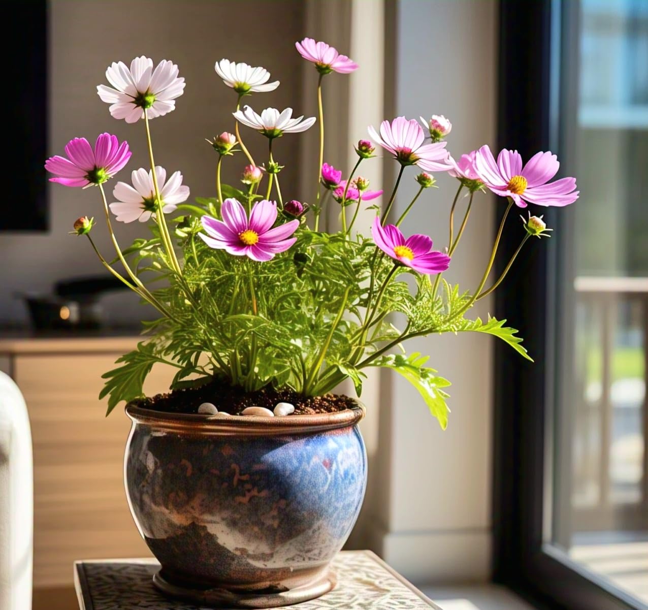 50 Seeds- Hybrid Compact Cosmos Mix Flower Seeds For Planting, Grow Year Round. Low Maintenance. Drought Tolerant - Seeds Ville