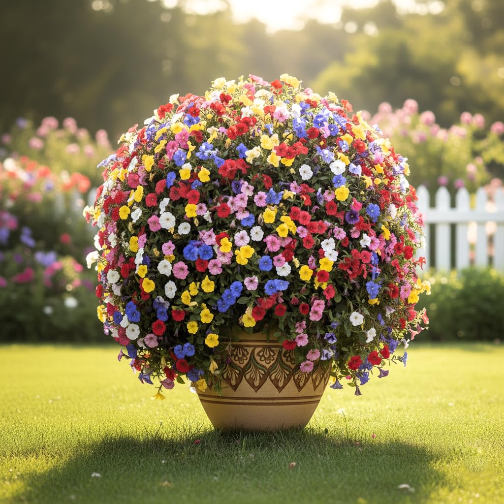100+ Seeds - Rare Petunia Flower Seeds Pack- Heavy Bloomer Variety (BLUE & WHITE STRIPES) - Seeds Ville