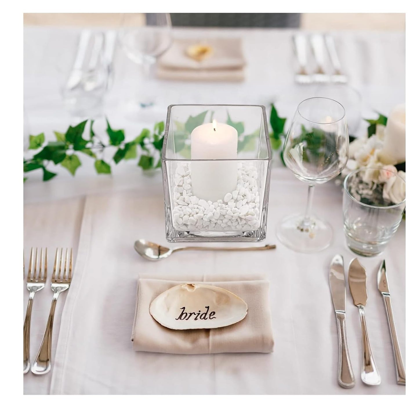 SPHINX Square Decorative Glass Vase for Flowers Live Plants Bamboo Money Plants Home Decor Office Living Room Table Decorations, Vases for Home Decor,Modern Glass Vase, Gift, VASE ONLY NO Flowers -