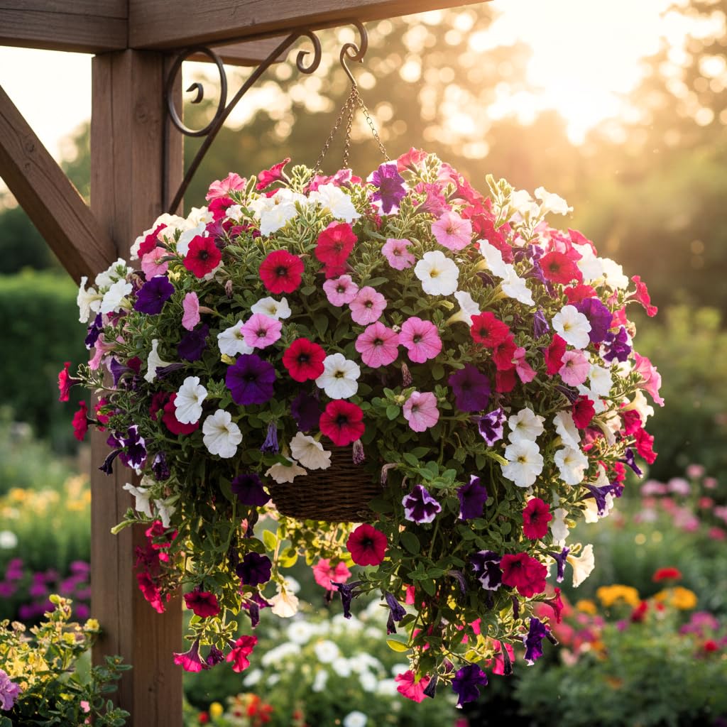 100+ Seeds - Rare Petunia Flower Seeds Pack- Heavy Bloomer Variety (BLUE & WHITE STRIPES) - Seeds Ville