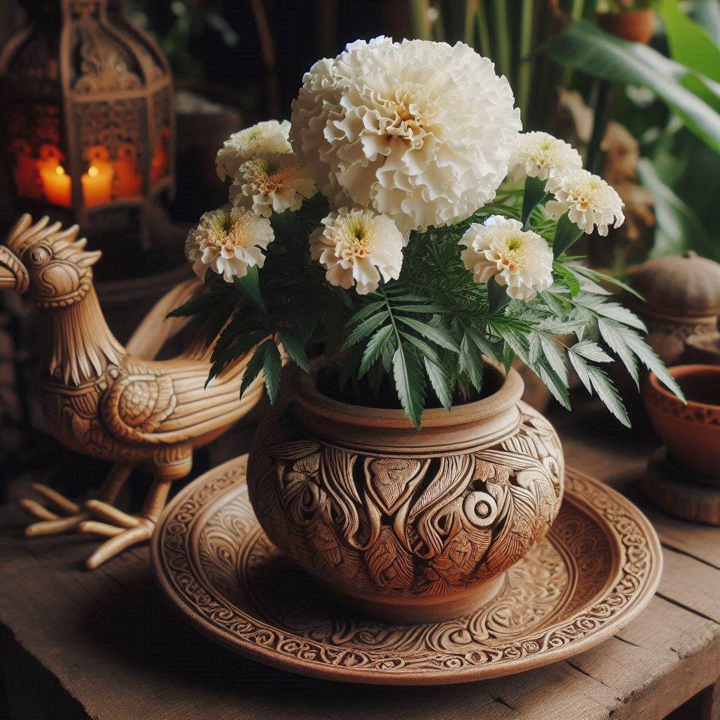 3 Variety Marigold Gainda Flower Seeds Combo Pack - Marigold White, African, French - 30+ Seeds Each Variety - Seeds Ville