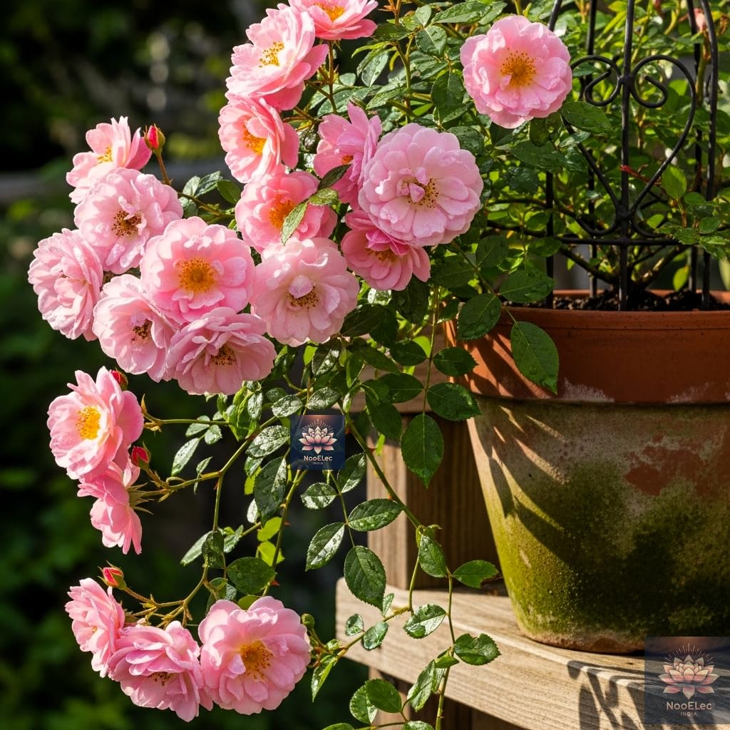 Pink Rose Climbing Flower Seeds - 100 Seeds Pack, Easy to Grow in All Indian Climates, All Year Bloom - Seeds Ville