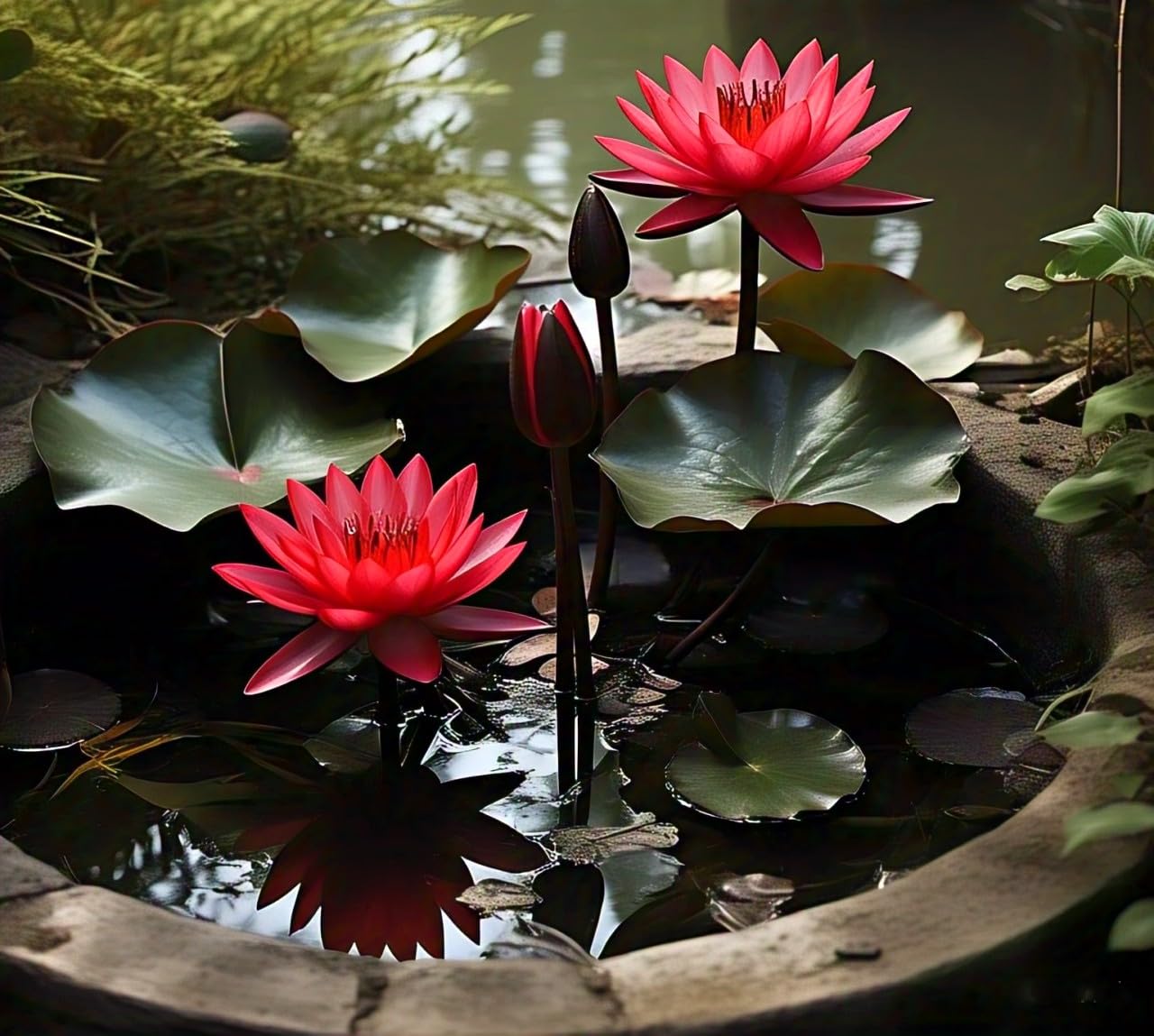 black lotus flower seeds Rare Red Black Lotus Seed Mini Water lily Flower Seeds 15 Seeds
