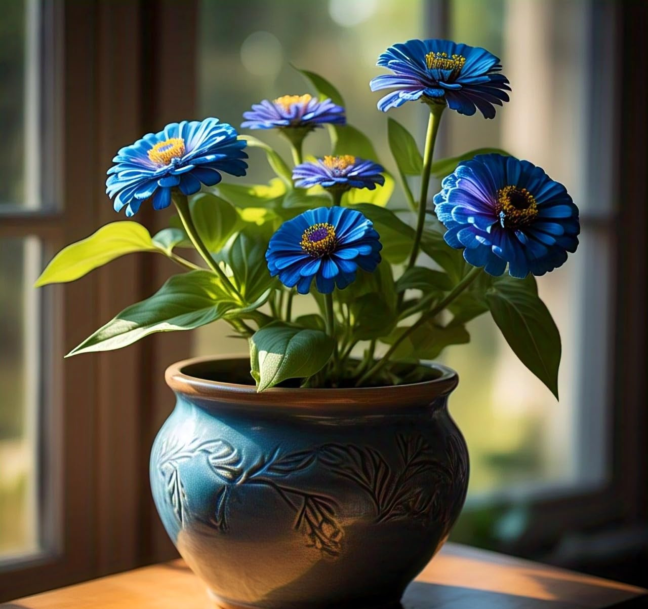 Earth Hopper 50+ SEEDS- Compact Zinnia Flower Hybrid Seeds- All Year Growing & Low Maintenance Plant Seeds (Dark Blue) - Seeds Ville