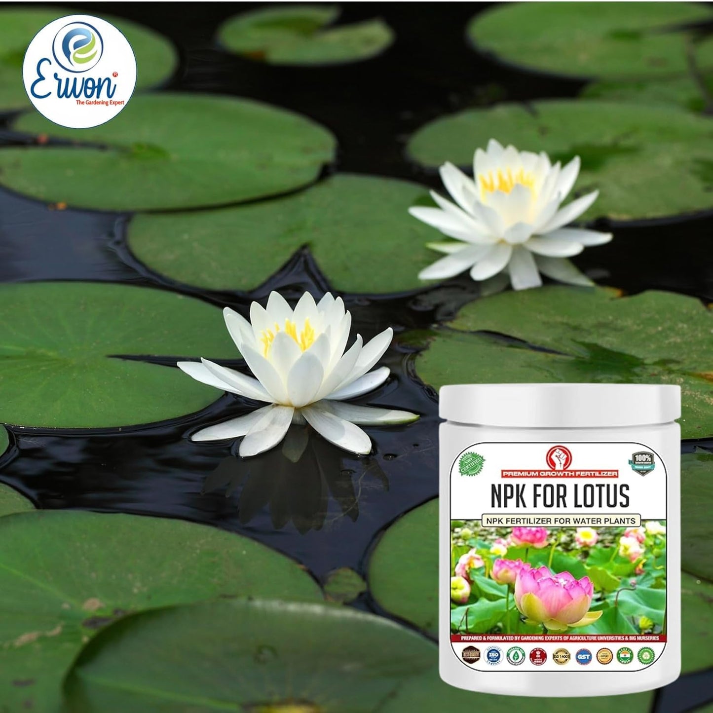 Erwon® NPK for Growth and Flowering of Water Lilies and Lotus plants in Water. (200 gm) - Seeds Ville