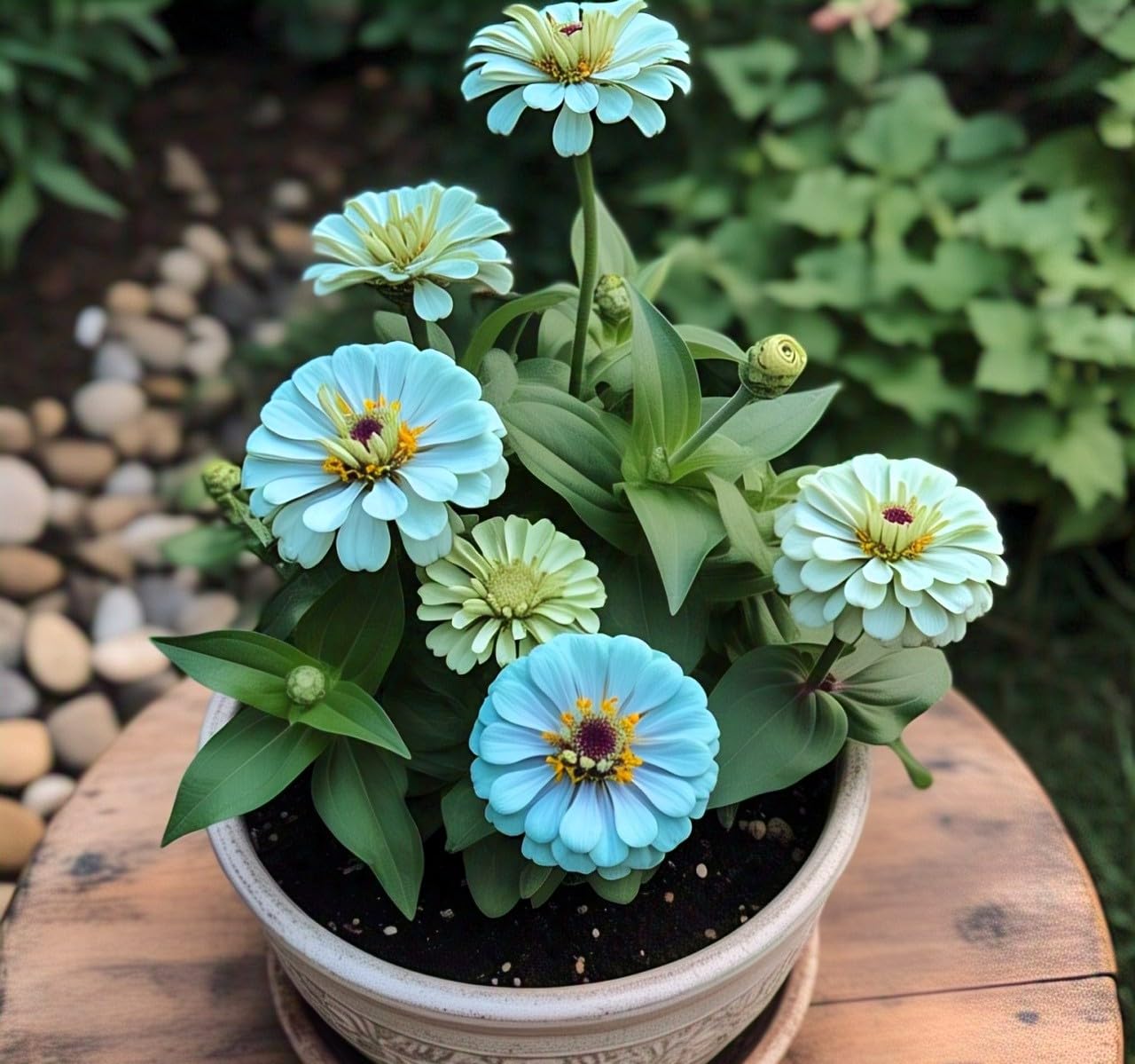 Earth Hopper 50+ SEEDS- Compact Zinnia Flower Hybrid Seeds- All Year Growing & Low Maintenance Plant Seeds (Dark Blue) - Seeds Ville