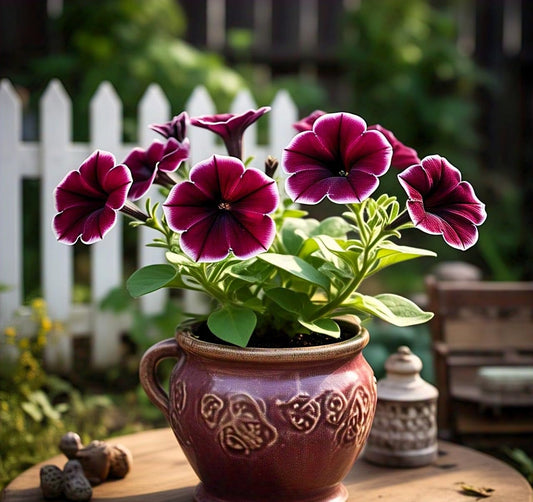 50+ Burgundy Petunia Hybrid Seeds - Low Maintenance, Bloom Large Quantity of Flowers. - Seeds Ville