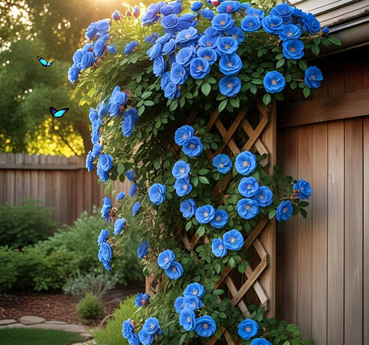 200+ SEEDS- Climbing Rose Flower Seeds Pack - Hybrid, Year-Round Blooms, Minimal Care (BLUE) - Seeds Ville