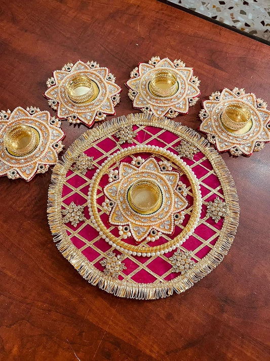 Urban Turtle Diya Tealight Candle Holder Rangoli Set | Corporate Gift, Diwali Gift, Deepak With Wax for Laxmi Pooja Home Temple Floor Decoration - Seeds Ville