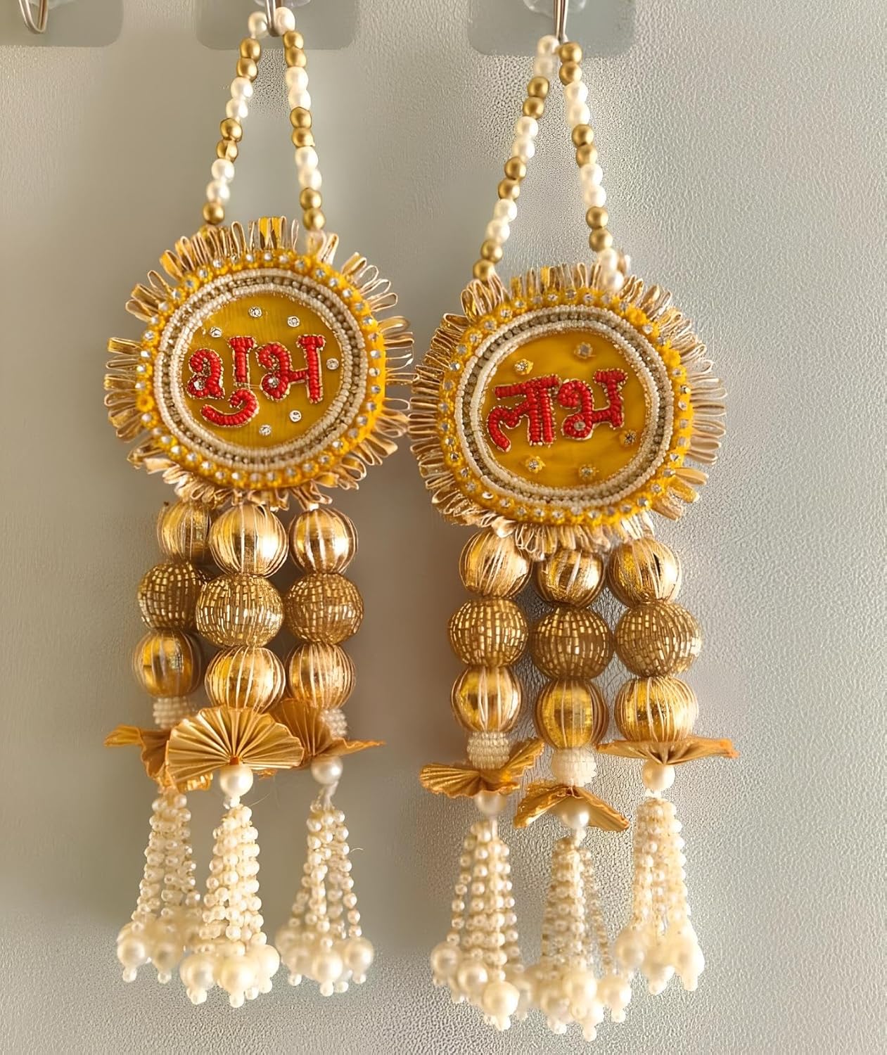 Shubh Labha Wall-Door Hanging Latkan Festival Home Decoration- Hand Crafted- Elegant Shubh Labh Pair - Seeds Ville