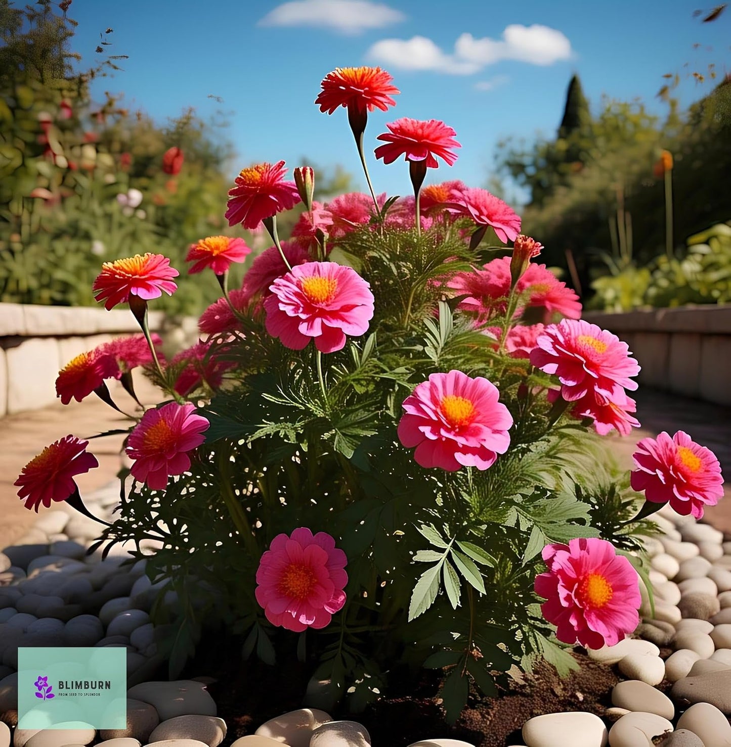 BlimBurn Pink Hybrid Marigold Flower Seeds - 50pcs, Grow All Year Round, Low Maintenance, Grow Indoor Outdoor - Seeds Ville