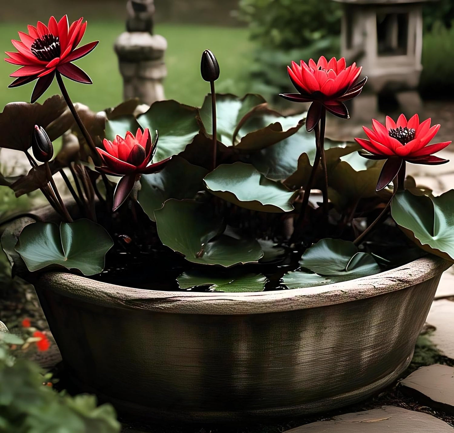 Rare Red Black Lotus Seed Mini Water lily Flower Seeds 15 Seeds - Seeds Ville