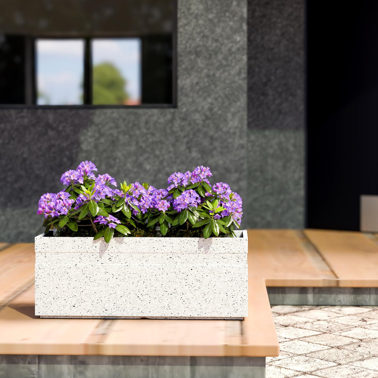 YUCCABE ITALIA FOXB GT 24 INCH Rectangle Pots for Plants Highly Durable Polymers Lightweight Indoor Outdoor Flower Pot Gamla Tree Planter Container Planters for Living Room, Balcony Garden