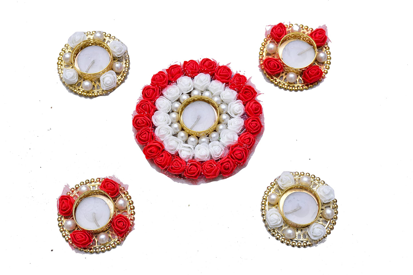 Urban Turtle® Beautiful Flower Diya Rangoli Mat for Diwali Decoration | Home Decor Items | Festive Season (Pink) - Seeds Ville