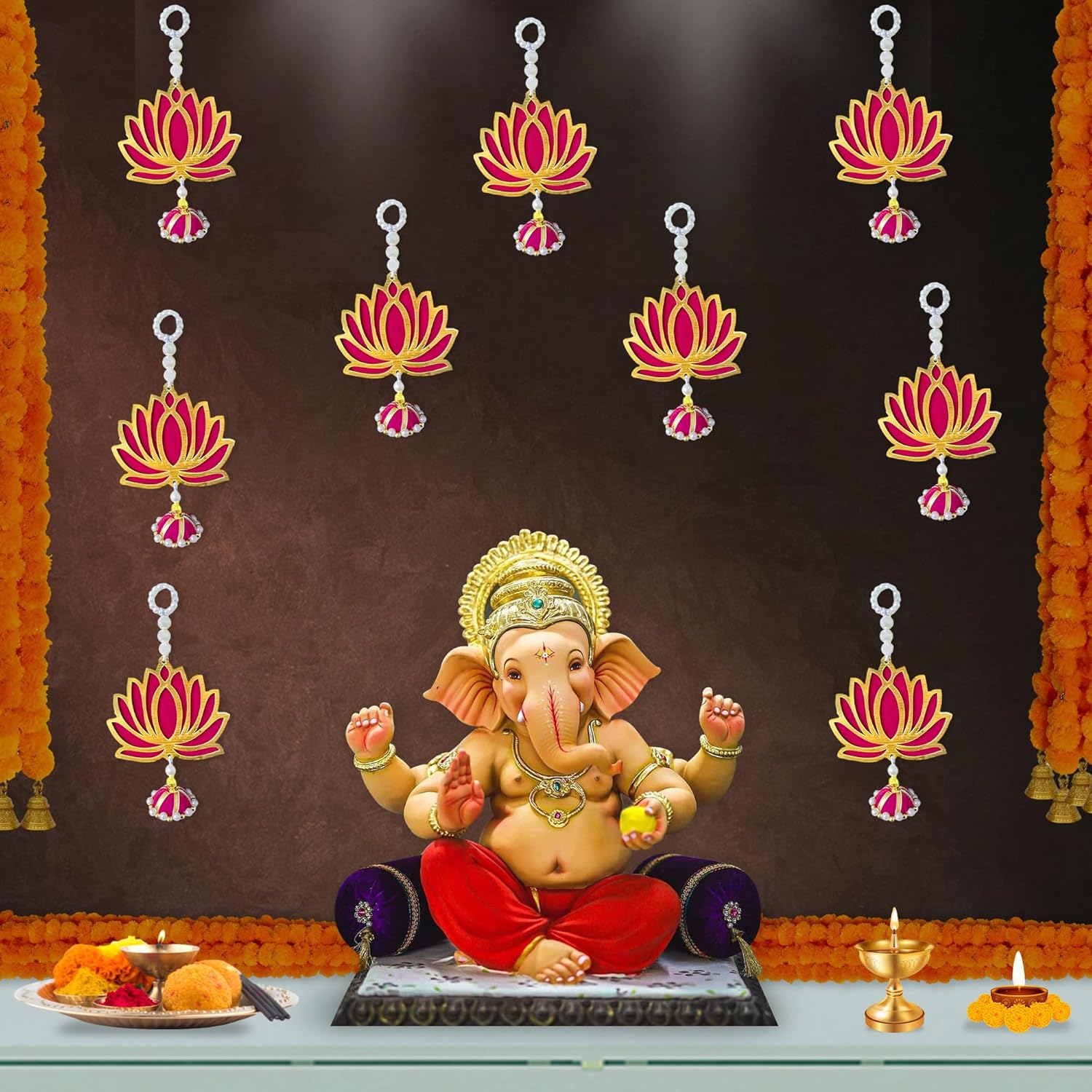 Wall Hanging Lotus for Home Decoration- Hand Crafted (4) - Seeds Ville