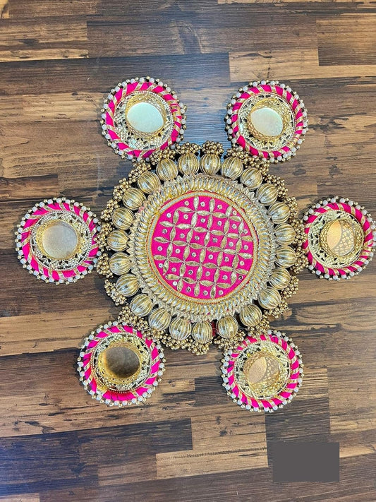 Urban Turtle Diwali Decorative Floral Rangoli & Diya Set of 7| Handmade Tea Light Candle Designer Diyas - Deepak, Candles, Home Decoration Tea Light Wax for puja Festival Decor, Wedding Decoration - Seeds Ville