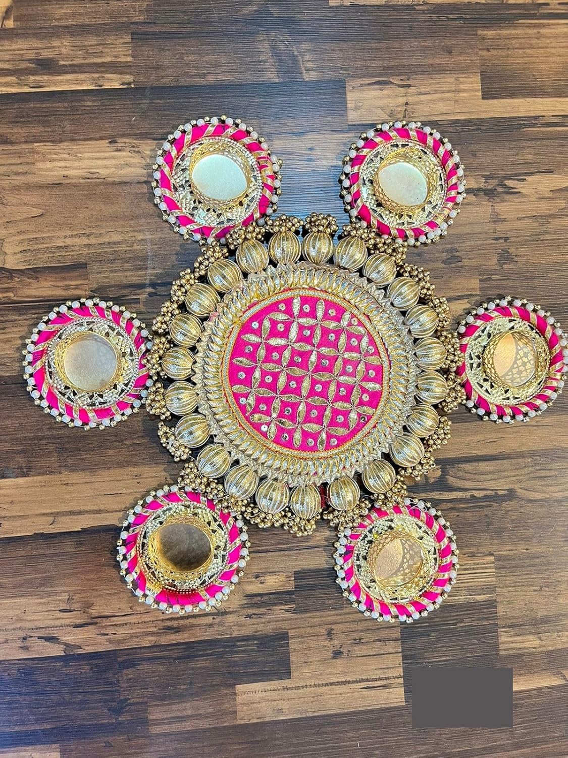 Urban Turtle Diwali Decorative Floral Rangoli & Diya Set of 7| Handmade Tea Light Candle Designer Diyas - Deepak, Candles, Home Decoration Tea Light Wax for puja Festival Decor, Wedding Decoration - Seeds Ville