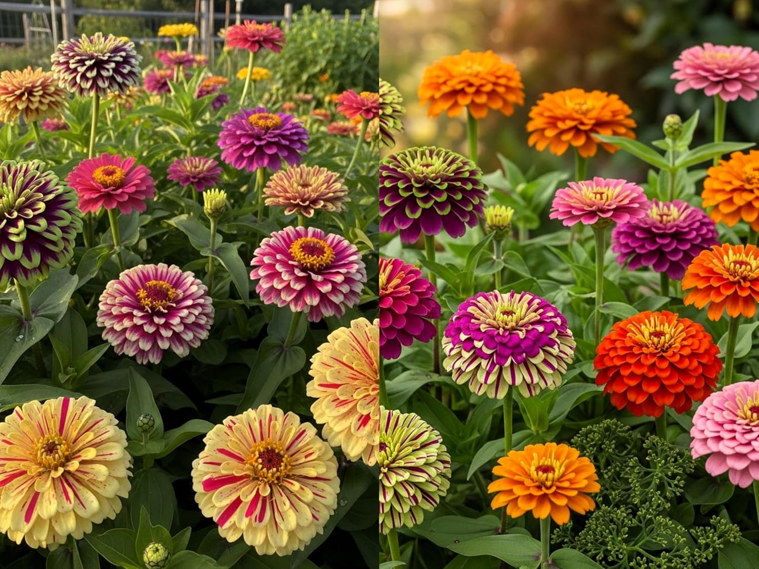Zinnia 'Tutti Frutti' Mix Flower Seeds (50 Seeds) - Premium Hybrid | Easy to Grow, Drought Tolerant & Disease Resistant | for All-Year Home Gardening - Seeds Ville