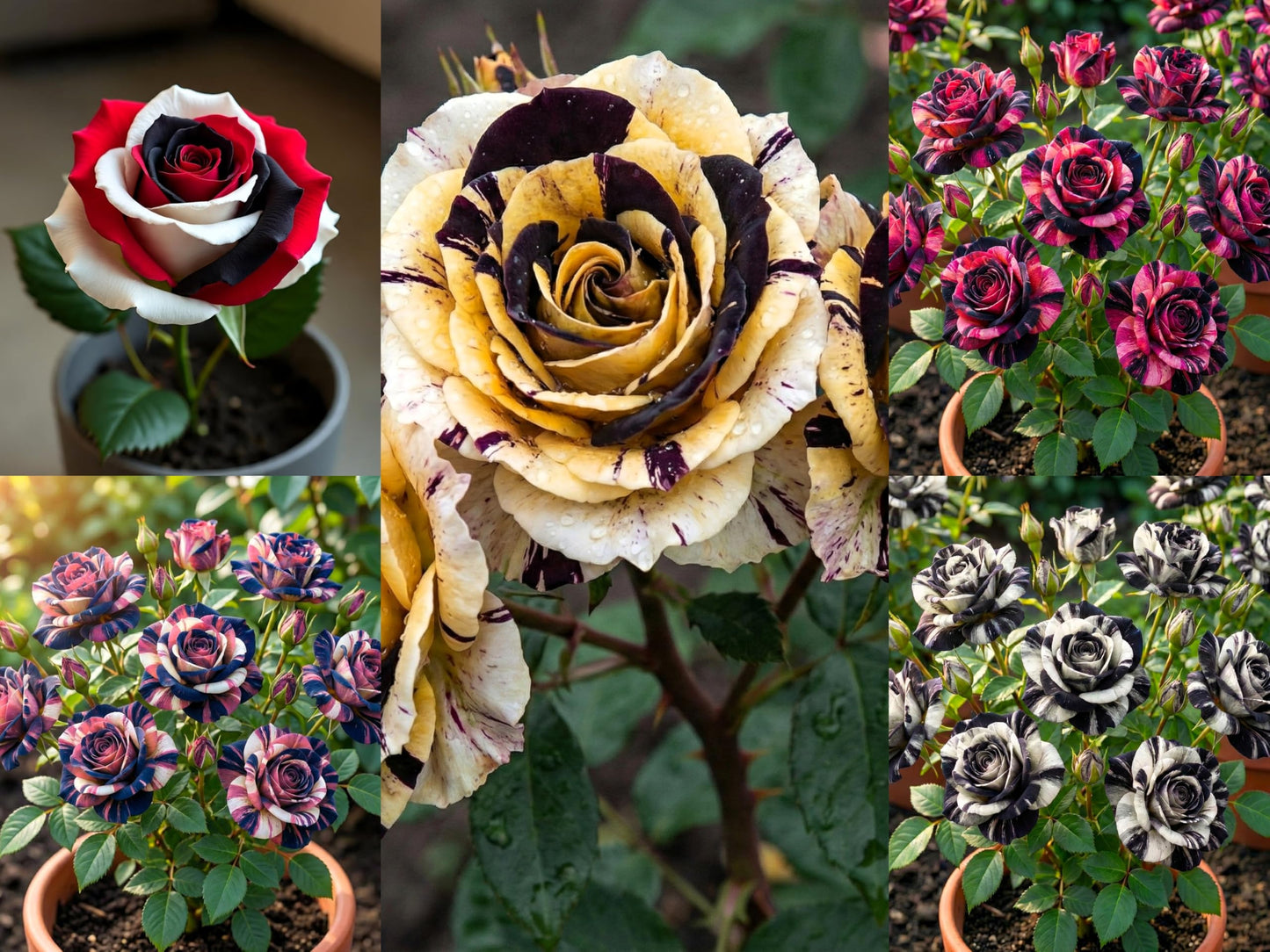 100+ Hybrid Rose Seeds (Hybridization Mix) | Easy to Grow in All-Season, Fragrant Flowers for Home Garden (RED WHITE BLACK)