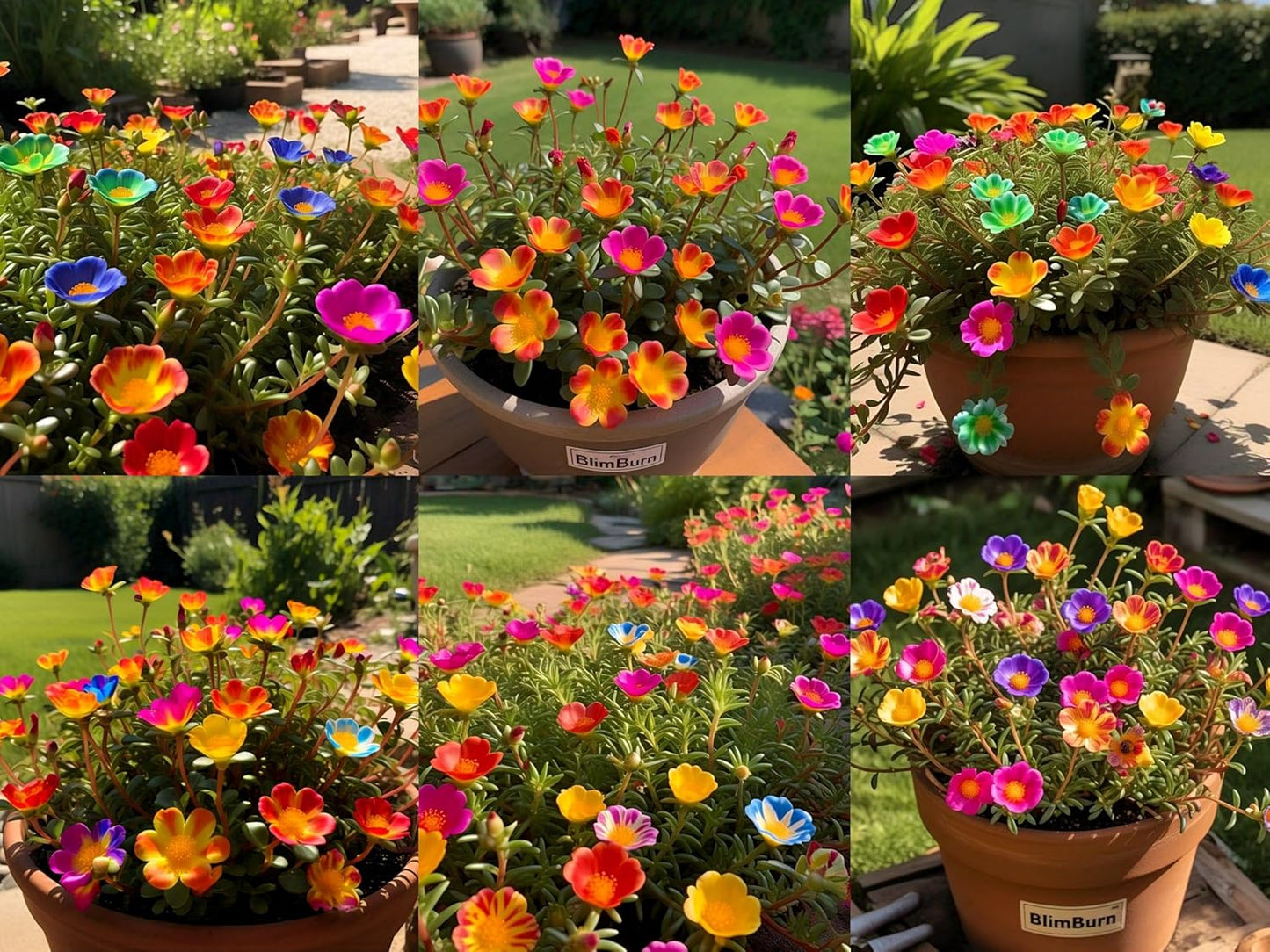 BlimBurn 100+ Seeds- Rainbow Portulaca Hybrid Flower Seeds Pack- Easy to Grow & Care, Grow All Year - Indoor/Outdoor - Seeds Ville