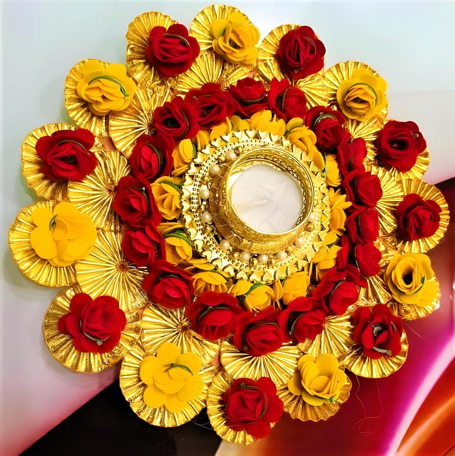 Decorative Tealight Candle Rangoli Mat for Diwali, Navratri, Indian Festival Home Decoration - Seeds Ville