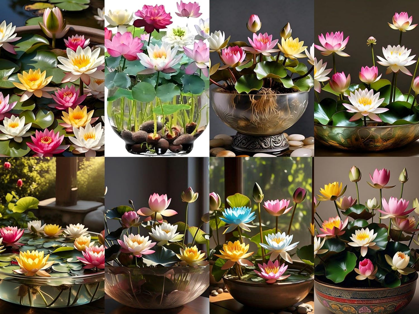 NooElec Seeds India 60 SEEDS- Rainbow Bowl Lotus Seeds, Mixed Colors, Indoor/Outdoor, Low Maintenance, Year-Round Bloom. - Seeds Ville