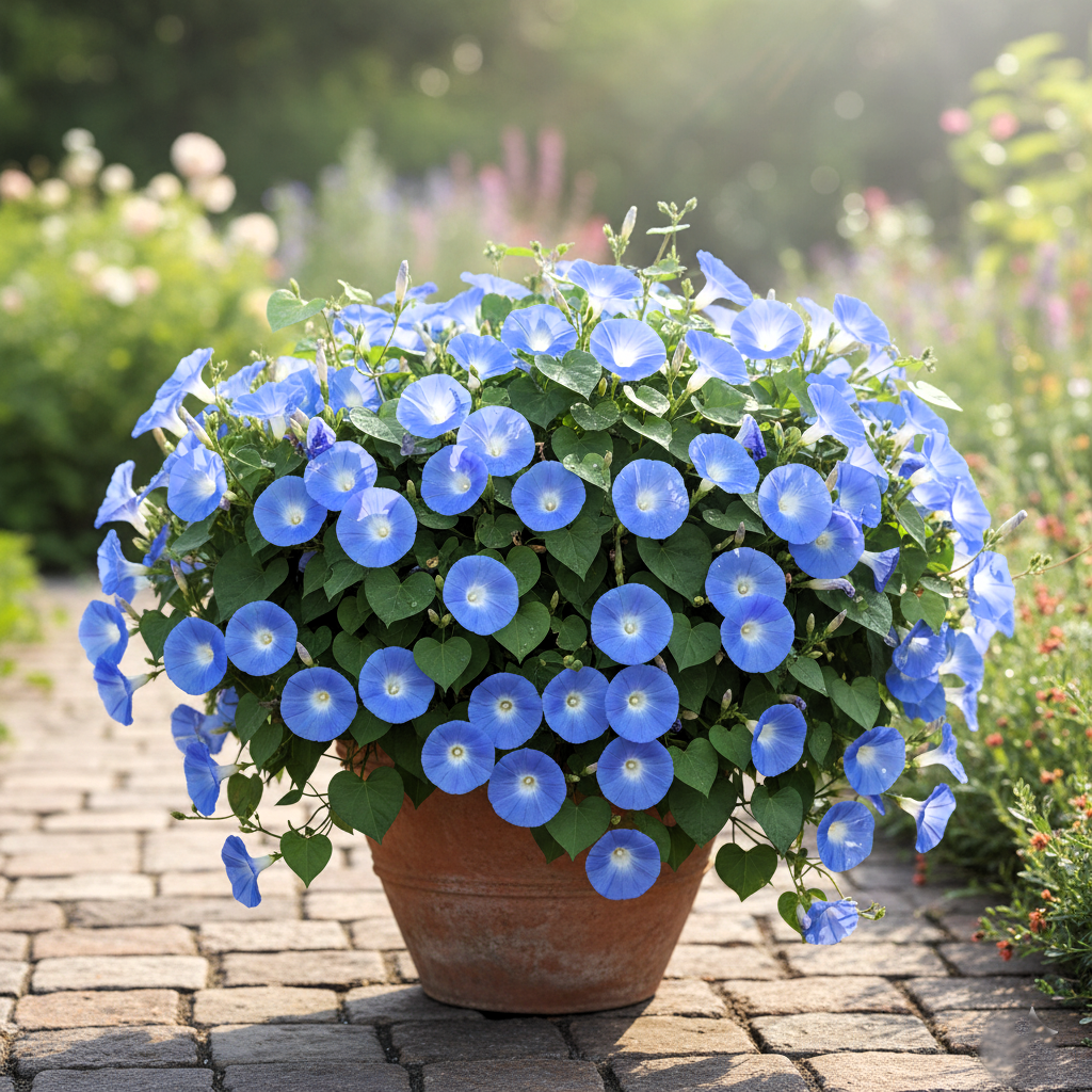 35+ SEEDS- Dwarf Morning Gloey Flower F1 Seeds For Planting (Low Maintenance) (Heavenly Blue) - Seeds Ville