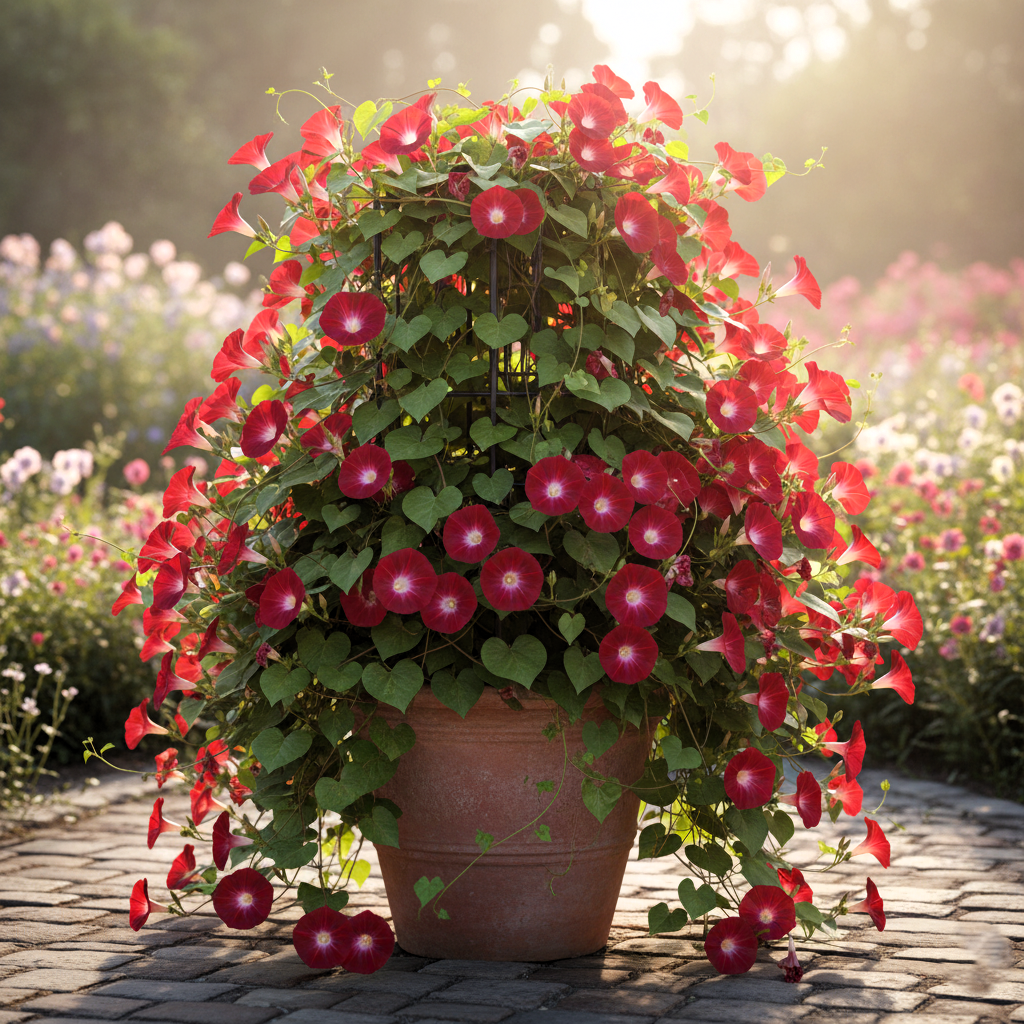 Seeds Ville- Scarlet O' Hara Morning Glory Flower 25+ Seeds Pack - Grow All Year. - Seeds Ville