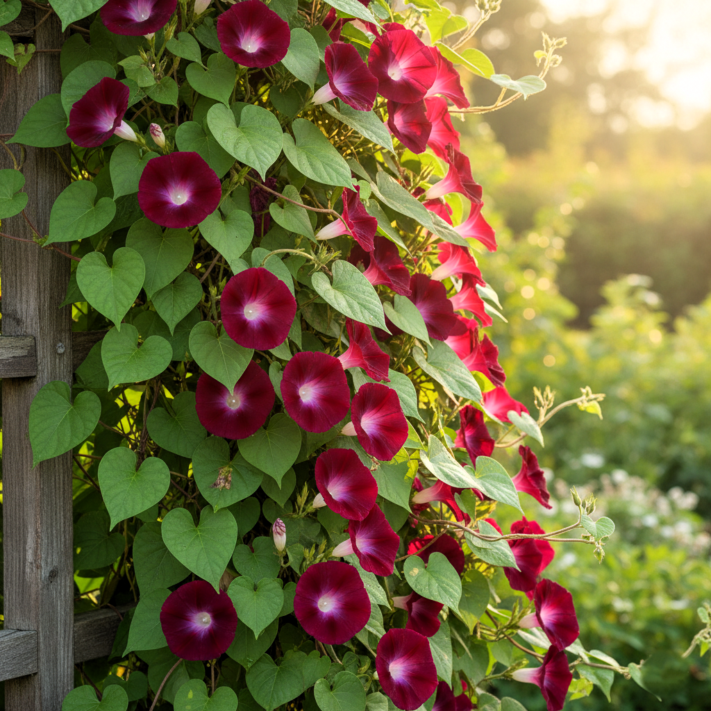 35+ seeds/pack CRIMSON RAMBLER MORNING GLORY FLOWER SEEDS/ PERENNIAL / IPOMOEA - Seeds Ville