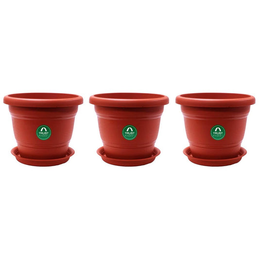 TrustBasket Terracotta pots with Bottom Plates - 3 Pcs (6 inch) | Gamla for Plants with Saucer | Pots and planters with Tray | Garden pots & Bottom Plates
