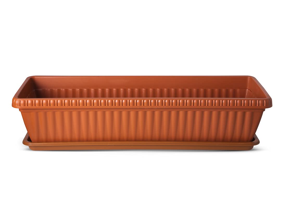 Green Live® 25 inches Rectangular Shape Planter Pots with Bottom Tray - Pack of 3 (Pack of 3)