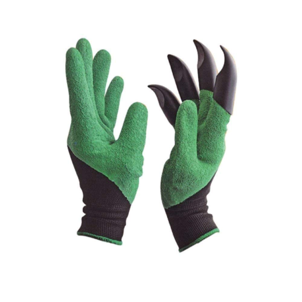 FreshDcart Gloves for Gardening Work – Heavy Duty Washable Gardening Gloves for Home Garden Use with ABS Claws on Right Hand Fingertips for Digging (Free Size, Green, Pack of 1) - Seeds Ville