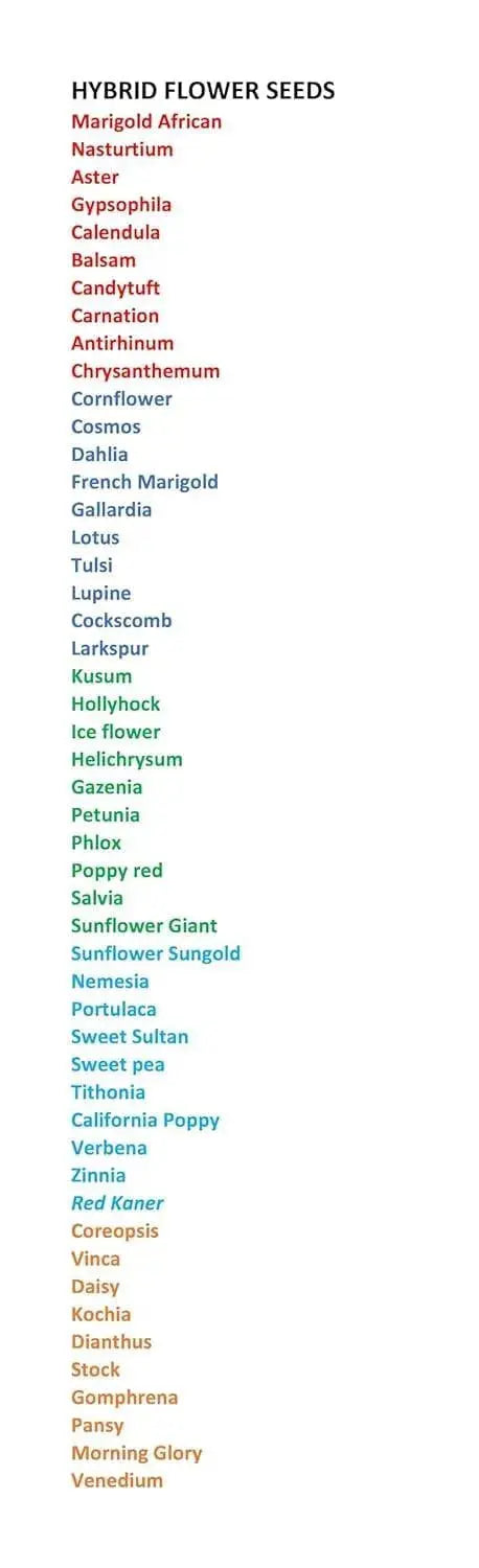 winter flower seeds list 50 Varieties HYBRID Flower Seeds Combo - All Year Flower Seeds Combo Pack