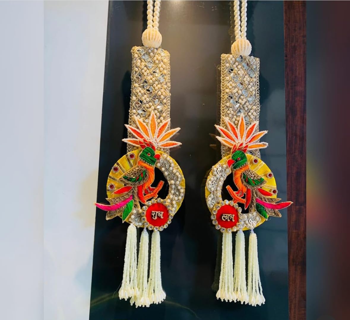 Urban Turtle Shubh Labh Wall Hanging Torans for Entrance Door for Diwali Festival-Decoration Garland for Pooja Room -Parrot Bandarwal -Multicolour,40 CM - Seeds Ville