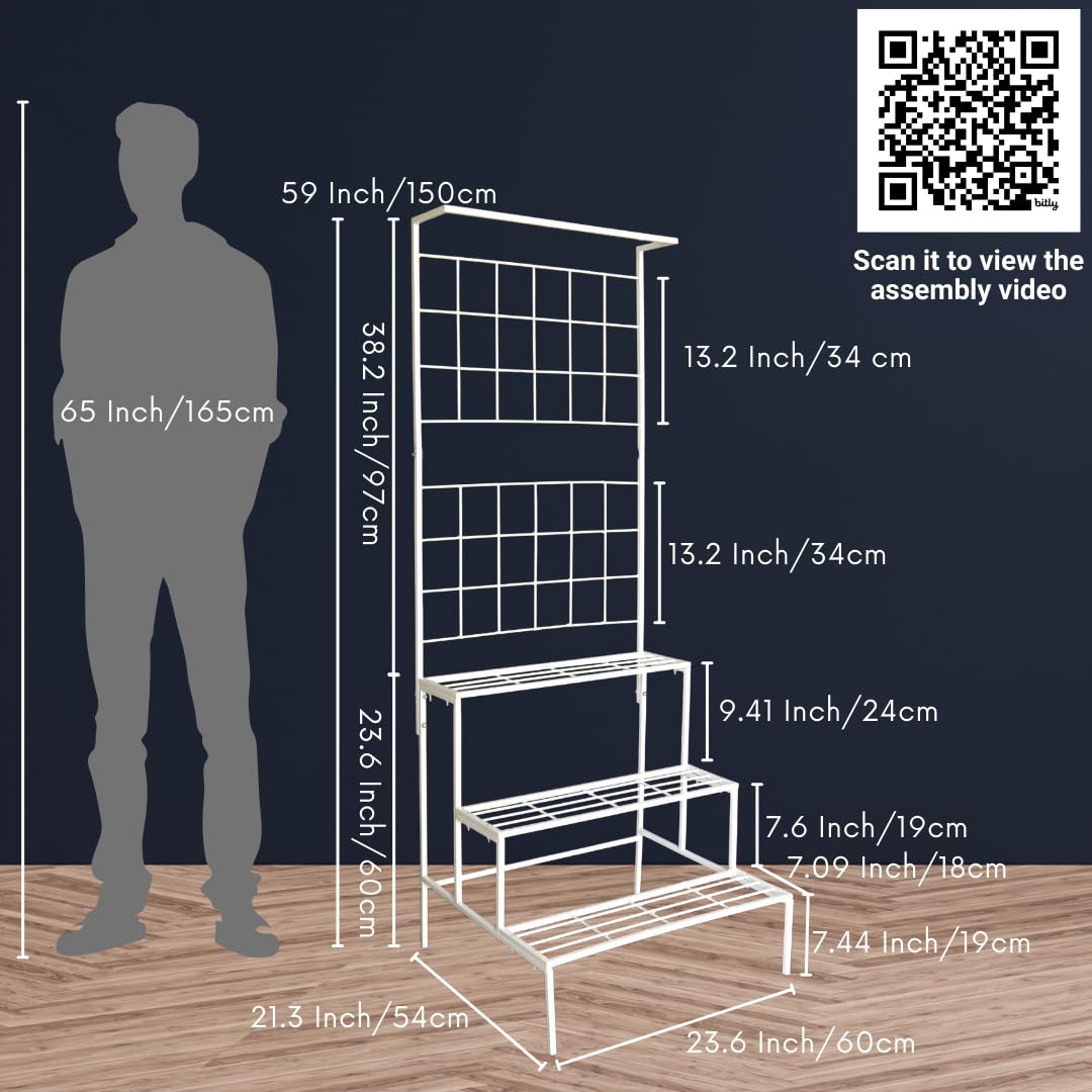 Plant Stands for Outdoor Balcony, Flower Pot Stand for Indoor Plants, Large Metal Planter Stand for Living Room, home decor, Indoor & Outdoor plants, 4 Tier, (White) - Seeds Ville