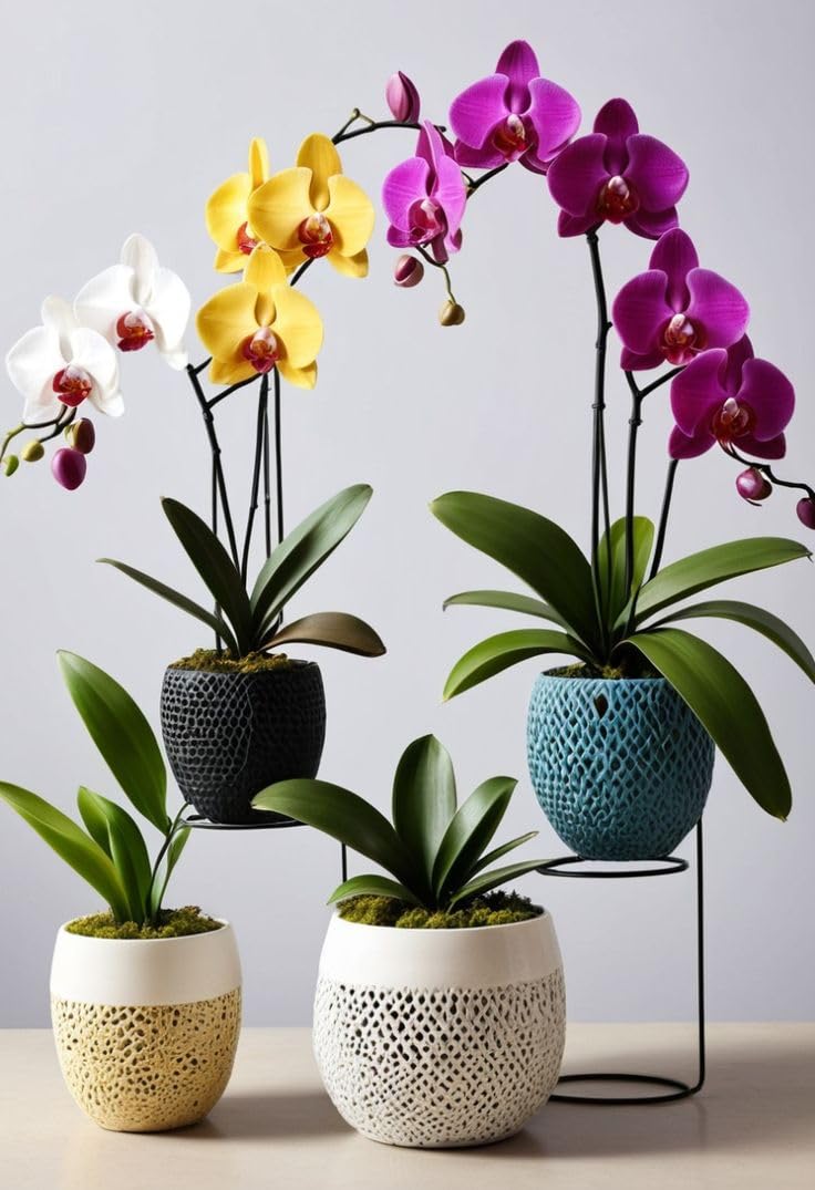Orchid Plant Combo Pack of 4 Mix Colors | Without Pot | Indoor & Outdoor Live Plants