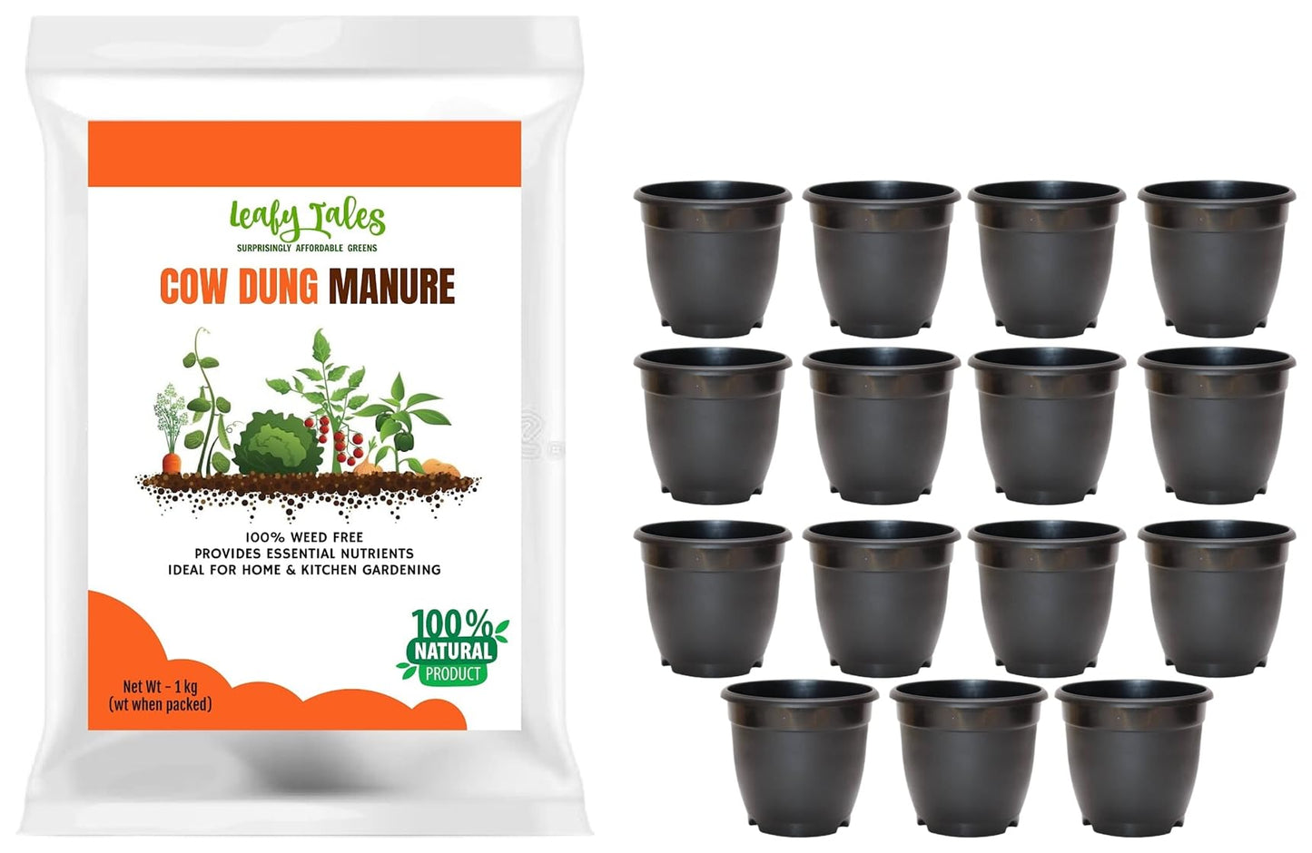 Leafy Tales Plastic Pots for Gardening,Nursery pots, Black Colour 4 inch Size, Pack of 30