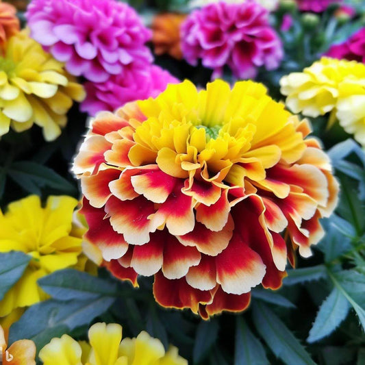 100+ SEEDS- All Seasons HYBRID Marigold Flower Seeds - Grow Year Round. - Seeds Ville